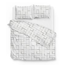 Zo! Home Flanel dekbedovertrek Alois (White/Grey)