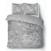 iSleep Dekbedovertrek Crushed Velvet (Licht Grijs)