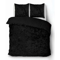 iSleep Dekbedovertrek Crushed Velvet (Zwart)