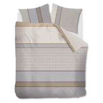 Tweepersoons Beddinghouse dekbedovertrek Maren (Sand) met klassiek streeppatroon met moderne opvulling
