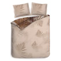 Heckett & Lane dekbedovertrek Osmin met een palmprint in lichte naturel kleuren.