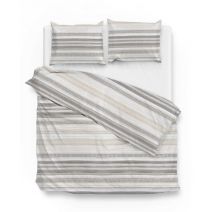 Gestreept tweepersoons dekbedovertrek Paolina van het merk Zo! Home in neutrale grijs/beige kleuren