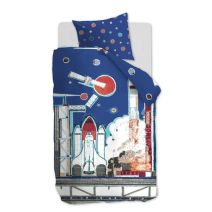 Beddinghouse Kids dekbedovertrek Rocket Ship (Blue)
