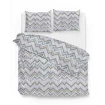 Tweepersoons dekbedovertrek Samanta van het merk Zo! Home met een blauw en grijs zigzagprint