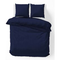 iSleep Dekbedovertrek Satijnstreep (Donker Blauw)