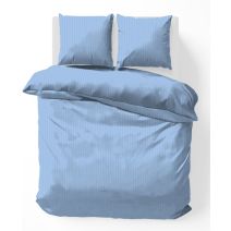 iSleep Dekbedovertrek Satijnstreep (Licht Blauw)