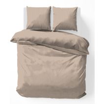 iSleep Dekbedovertrek Satijnstreep (Medium Beige)