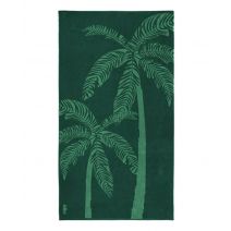 Donkergroen strandlaken met lichter groene palmprint