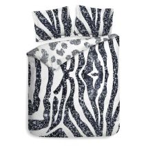 Zwart-wit dekbedovertrek van Heckett&Lane met zebraprint van glinsteringen