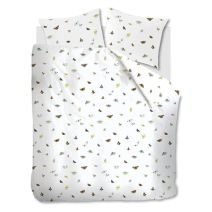 Tweepersoons dekbedovertrek Sommer van Marjolein Bastin met een print van vliegende vlinders in verschillende kleuren op een witte achtergrond