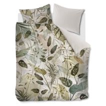 Tweepersoons Rivièra Maison dekbedovertrek Sunset Leafs met een bladerprint in verschillende groentinten