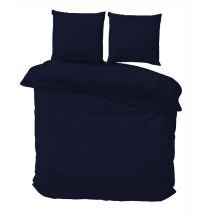 iSleep Dekbedovertrek Satijn Katoen Uni (Donker Blauw)