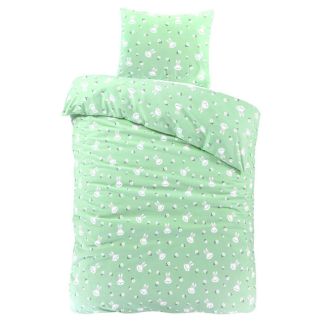 Daydream Bunny peuter dekbedovertrek 120x150 cm met konijntjesprint in mintgroen op witte achtergrond