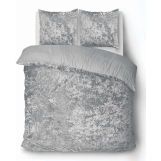 iSleep Dekbedovertrek Crushed Velvet (Licht Grijs)
