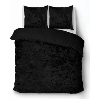 iSleep Dekbedovertrek Crushed Velvet (Zwart)