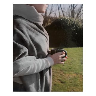 Superzachte en extra warme fleece poncho in de kleur grijs