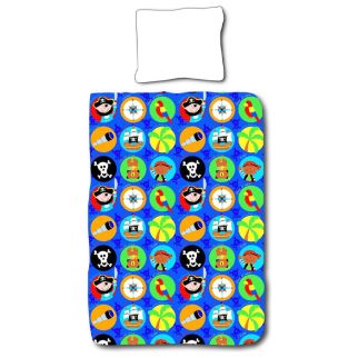 Daydream Johnny junior dekbedovertrek 100x135 cm met kleurrijk piratendessin op blauwe achtergrond
