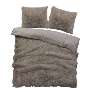 iSleep Dekbedovertrek Teddy Plush (Zand) met fake fur bovenkant, bovenaanzicht