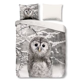 Good Morning Flanel dekbedovertrek Owl (Grey)
