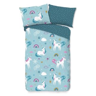Good Morning Flanel Dekbedovertrek Snowycorn (Blue)
