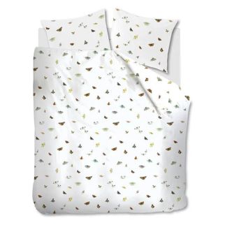 Tweepersoons dekbedovertrek Sommer van Marjolein Bastin met een print van vliegende vlinders in verschillende kleuren op een witte achtergrond