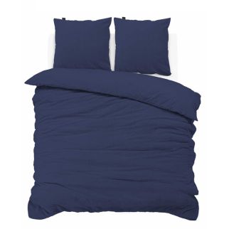 iSleep Dekbedovertrek Teddy Fleece (Donker Blauw)