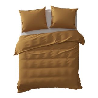 Yellow dekbedovertrek Percale (Cognac Brown)